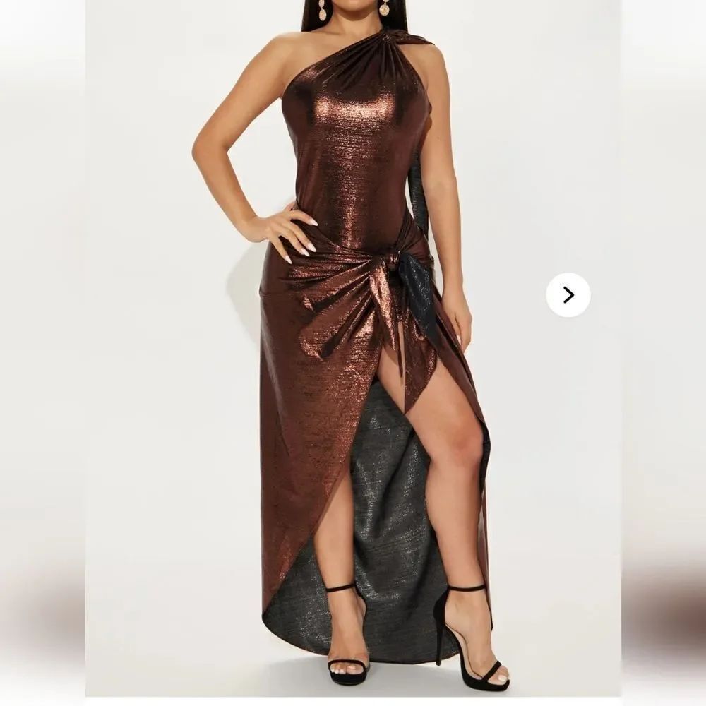 Metallic Copper Evening Gown